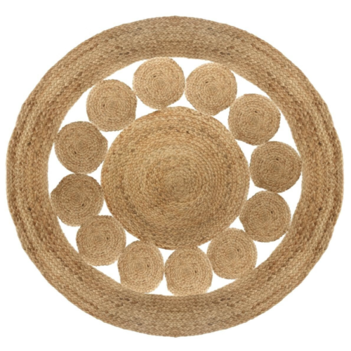Grand tapis avec rond en jute -  120 cm